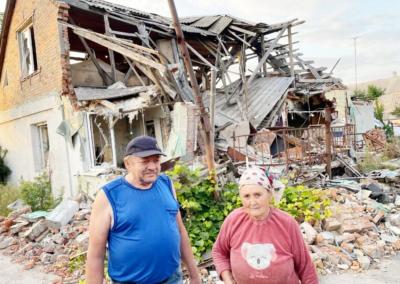 N. Kučerenko prie namo, kuriame įvyko tragedija.